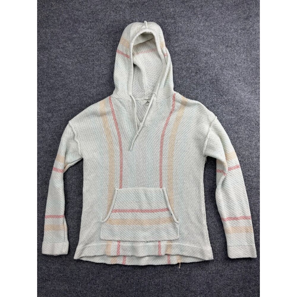 Rip Curl Hoodie Womens Small Cream Pastel Stripe Baja Sweater‎ Surf Pullover
